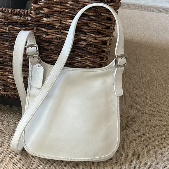 Coach Bags Vintage Coach Hippie Flap White Leather Crossbody Bag